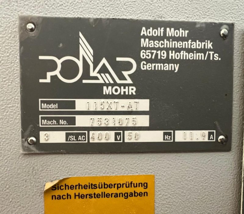 Polar 115 XT Schneidemaschine Autotrim - Beschreibung