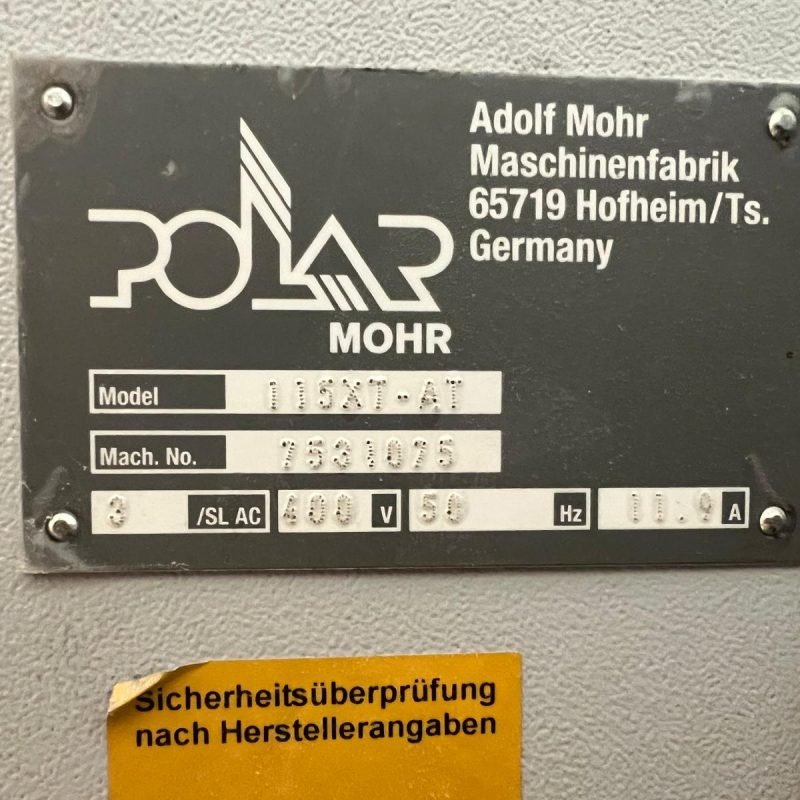 Polar 115 XT Schneidemaschine Autotrim - Beschreibung